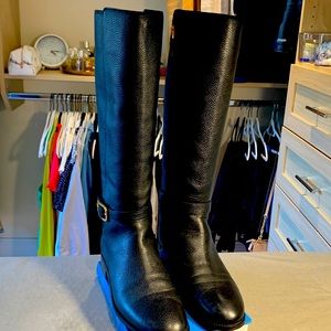 Black textured riding boot. Tory fabric lined. Wore once. Perfect condition